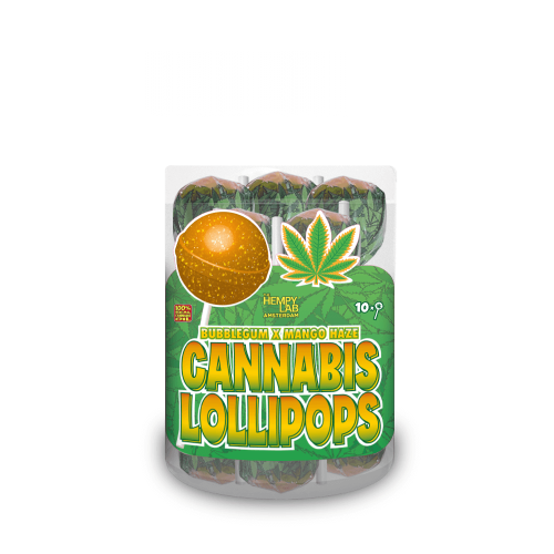 Cannabis Lollipops - Bubblegum x Mango Haze by Dr Greenlove Amsterdam