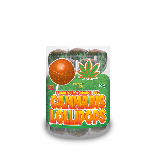 Bubble Gum x Orange Bud Cannabis lollipops by Dr. Green Love