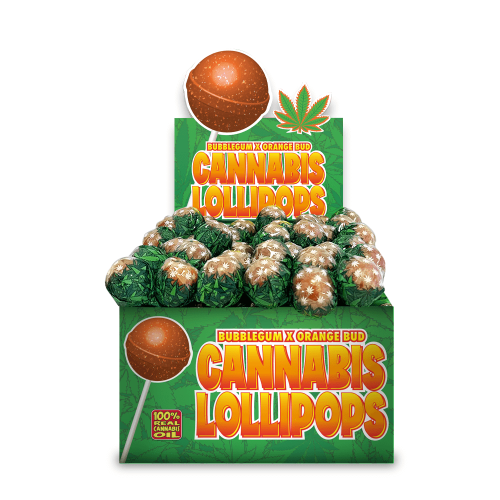 Bubble Gum x Orange Bud Cannabis lollipops by Dr. Green Love