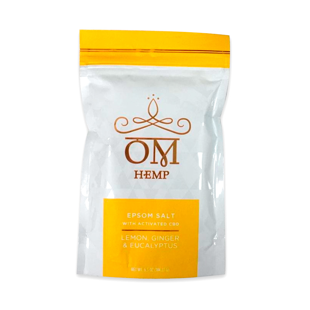 Lemon Ginger Eucalyptus Epsom Bath Salts with Activated CBD from Om Wellness Wholesale