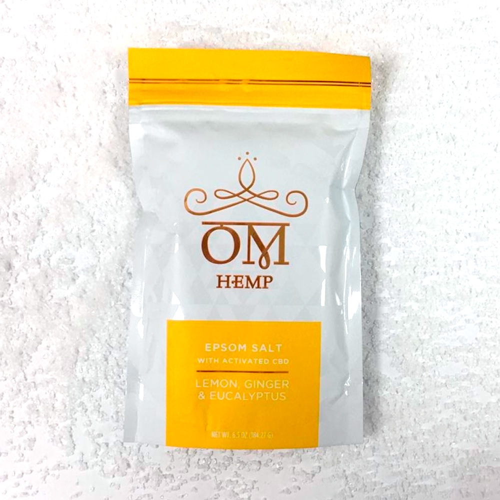 Lemon Ginger Eucalyptus Epsom Bath Salts with Activated CBD from Om Wellness Wholesale