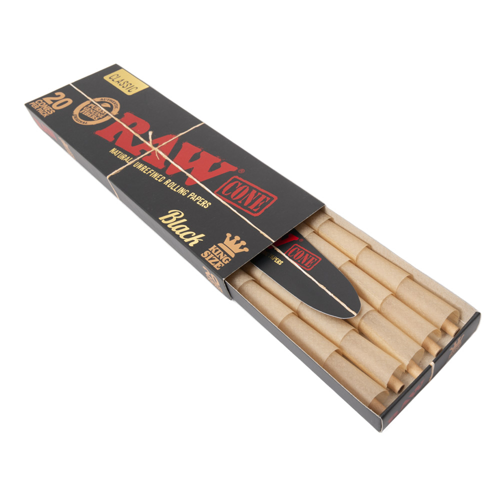 RAW Black KingSize Pre-Rolled Cones Box Wholesale