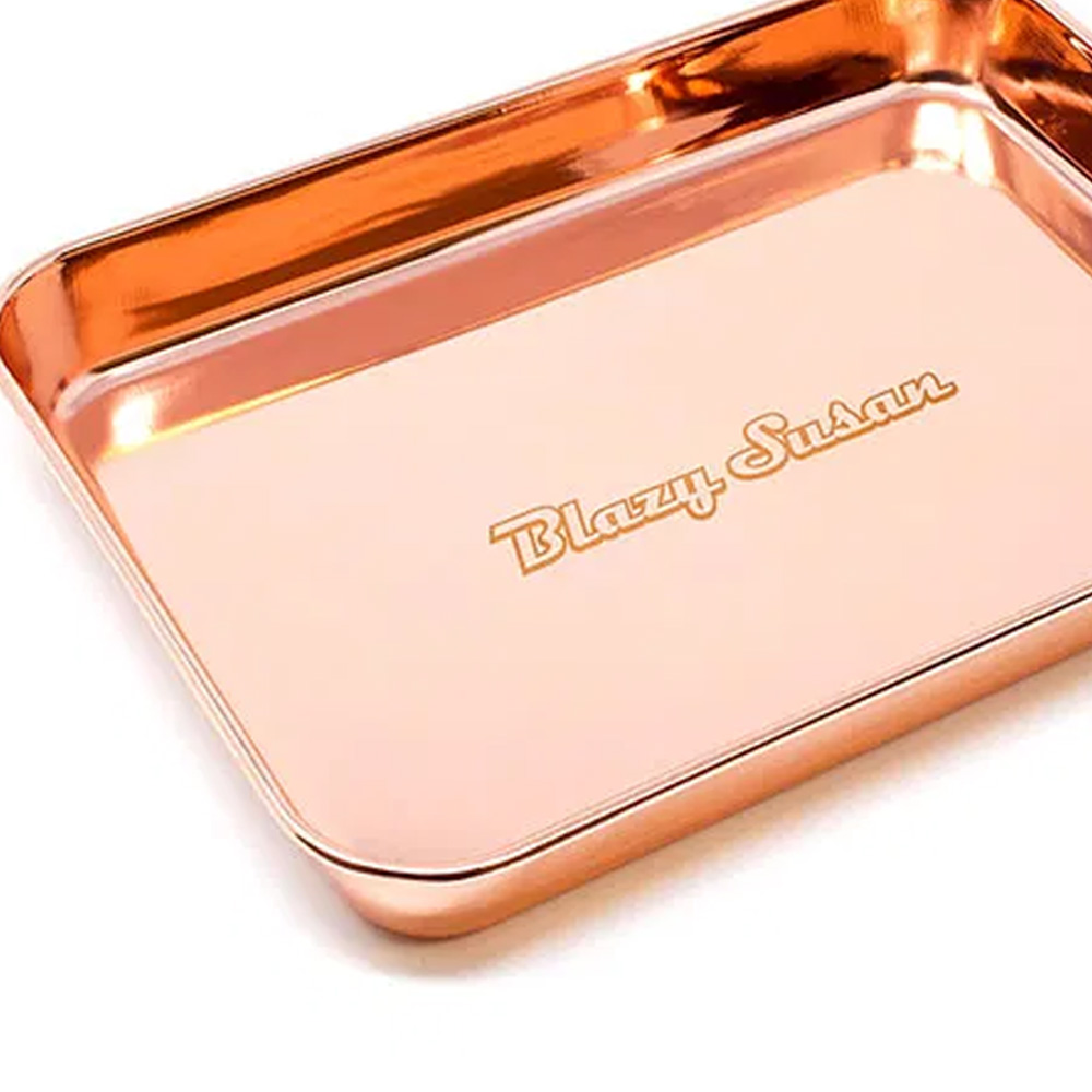 ROSE GOLD STAINLESS STEEL ROLLING TRAY 