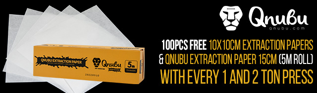 Free 100pc pack 10x10cm Extraction Papers and 5m Extraction Paper Roll With Every 1 And Two Ton Press by Qnubu